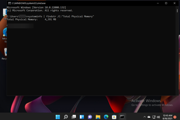 cmd command check ram windows 11