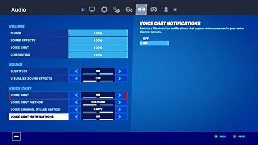 Fortnite audio voice chat