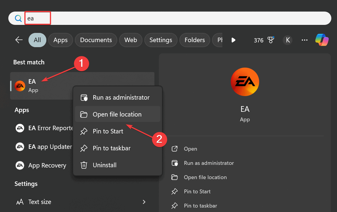 open file location