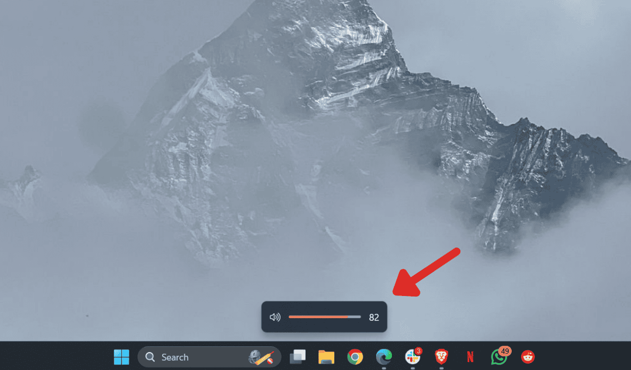 On-screen indicator position bottom center